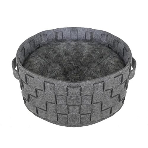 Silver Felt & Fur Plaited Bed Small