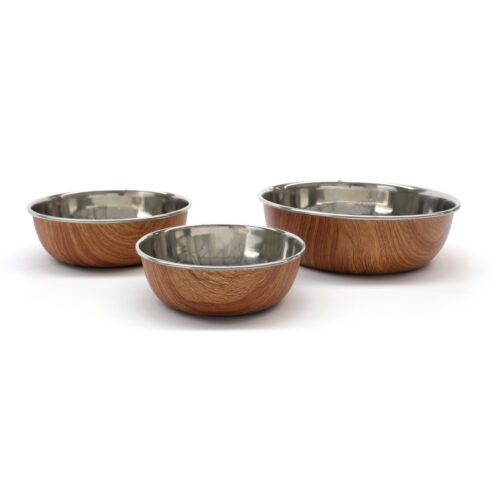 Wood Effect Steel Pet Bowl - 3 Sizes
