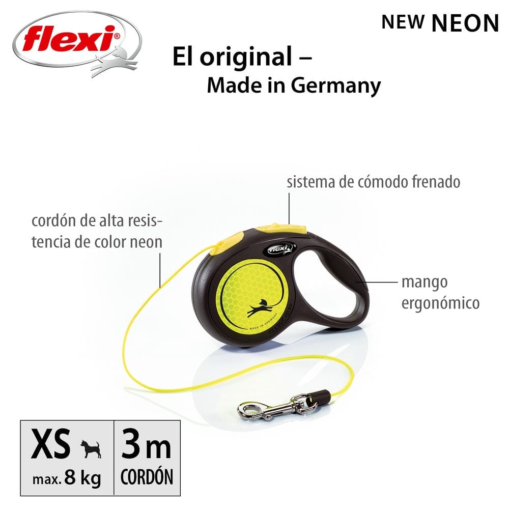 Flexi Neon Cord Retractable Dog Lead – High-Visibility Leash for Cats & Dogs (XS, S, M) - Image 2
