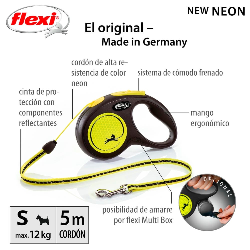 Flexi Neon Cord Retractable Dog Lead – High-Visibility Leash for Cats & Dogs (XS, S, M) - Image 3