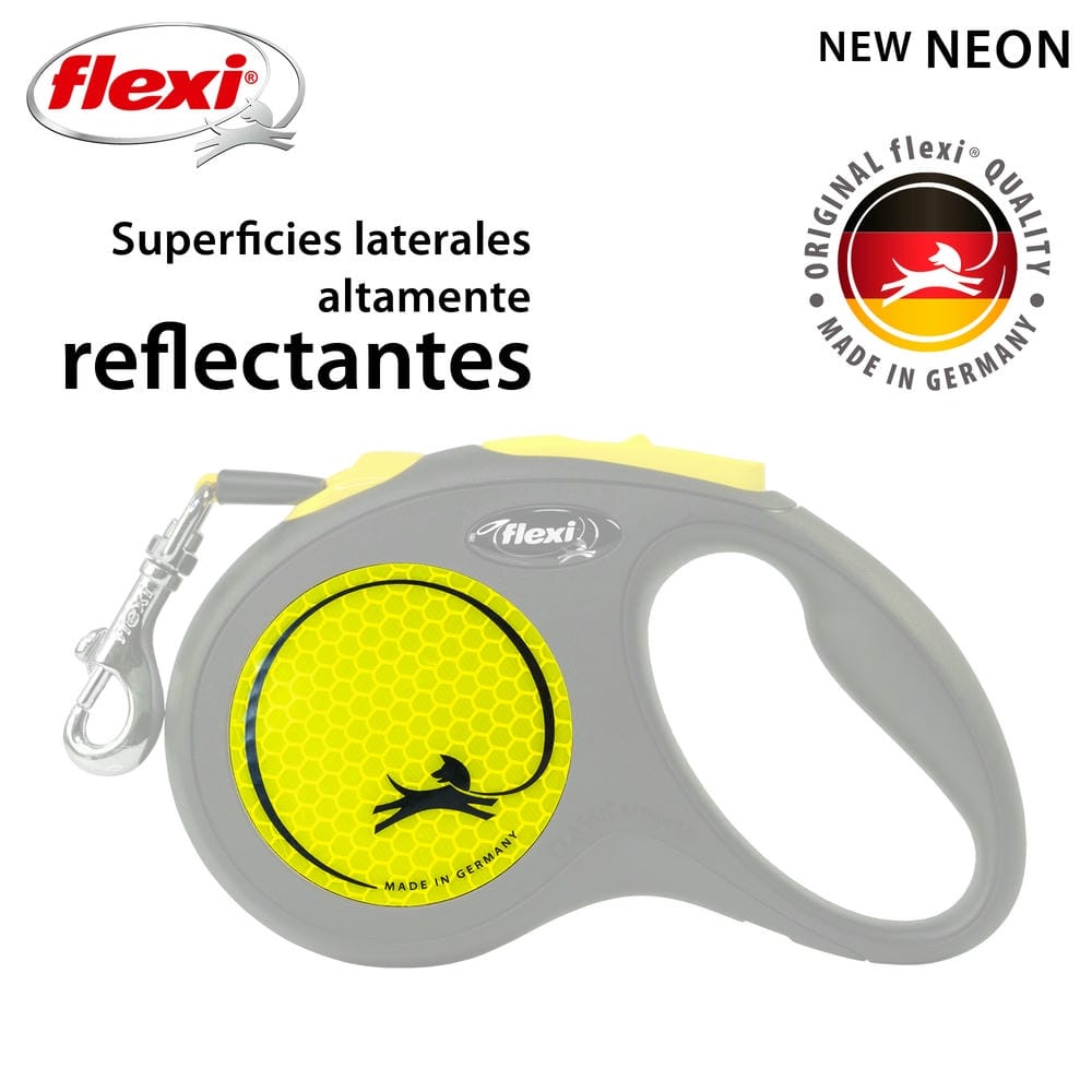 Flexi Neon Tape Retractable Dog Lead – High-Visibility Leash | Sizes S & L | 5m | - Image 3