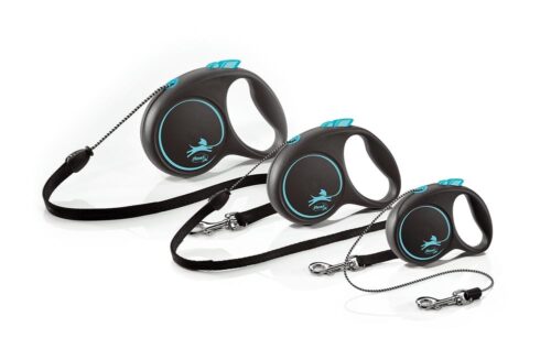Flexi Black Design Cord Retractable Lead Suitable for Cats & Dogs – 3 Sizes (XS, S, M) 4 Colours