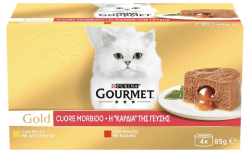 GOURMET® Gold Mousse with Melting Heart - Beef & Chicken Wet Cat Food - 6 cases of 4x85gr Packs
