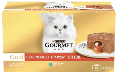 GOURMET® Gold Mousse with Melting Heart - Salmon & Tuna Wet Cat Food - 6 cases of 4x85gr Packs