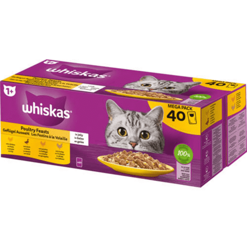 WHISKAS ADULT POUCH POULTRY SELECTION BOX IN JELLY - (40X85G)