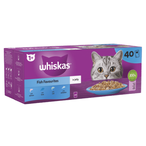 WHISKAS ADULT POUCH FISH FAVOURITES SELECTION BOX IN JELLY - (40X85G)