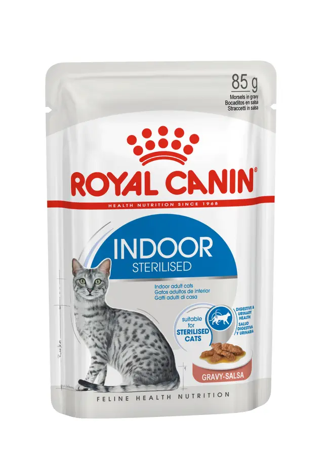 Royal Canin Indoor Sterilised Morsels in Gravy – Adult Cat Complete Wet Food (12 × 85 g Pouches) - Image 2
