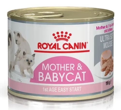 Royal Canin Mother & Babycat Ultra Soft Mousse – Complete Wet Food for Pregnant & Lactating Queens and Kittens (195g Cans)