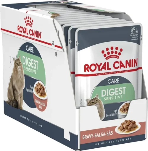 Royal Canin Digestive Care Thin Slices in Gravy – Adult Cat Complete Wet Food (12 × 85 g Pouches)
