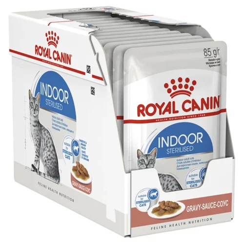 Royal Canin Indoor Sterilised Morsels in Gravy – Adult Cat Complete Wet Food (12 × 85 g Pouches)
