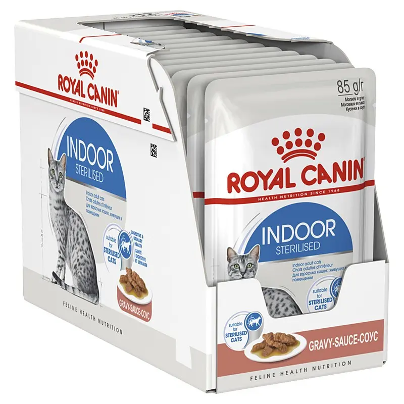 Royal Canin Indoor Sterilised Morsels in Gravy – Adult Cat Complete Wet Food (12 × 85 g Pouches)