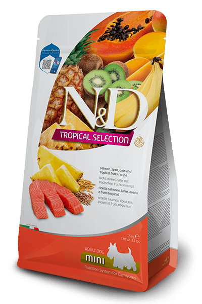 Farmina N&D Tropical - Salmon, spelt, oats and tropical fruits - Mini Adult Dry Dog Food 1.5KG