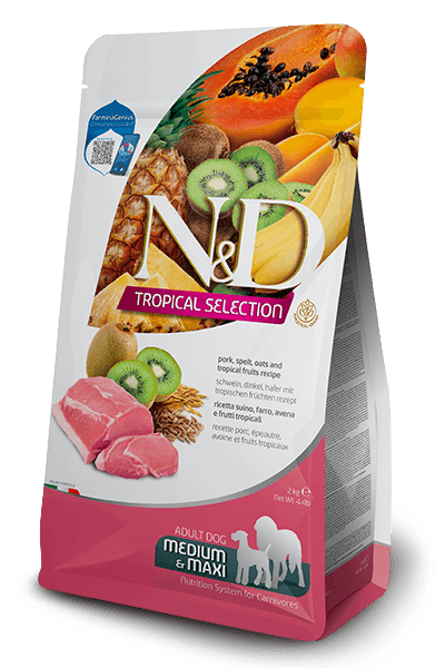 Farmina N&D Tropical - Pork, spelt, oats and tropical fruits - Medium & Maxi Adult Dry Dog Food 2KG | 10KG