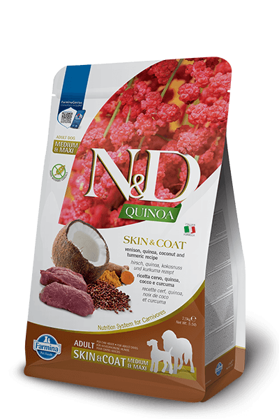 Farmina N&D Quinoa Skin & Coat Venison Medium & Maxi Adult Dry Dog Food 2.5KG | 7KG