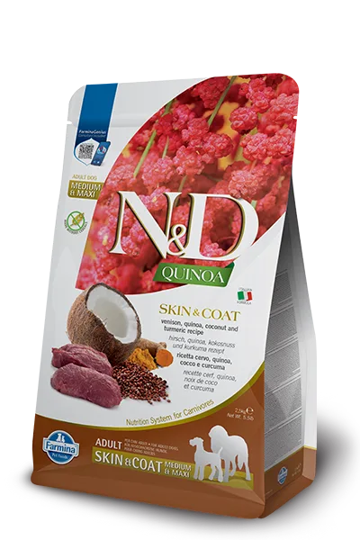 Farmina N&D Quinoa Skin & Coat Venison Medium & Maxi Adult Dry Dog Food 2.5KG | 7KG