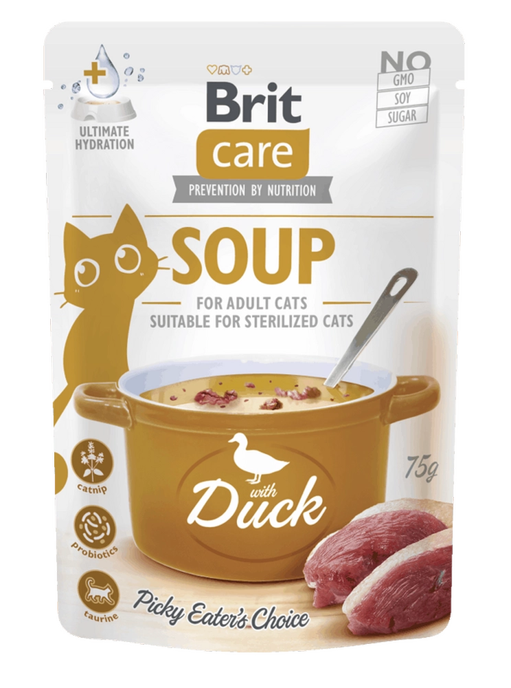 Brit Care Soup with Duck for Cats 15x75g Pouches
