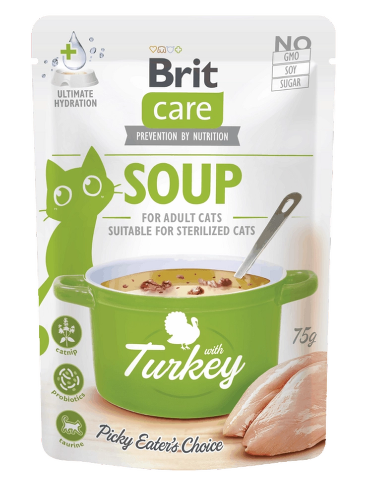Brit Care Soup with Turkey for Cats 15x75g Pouches