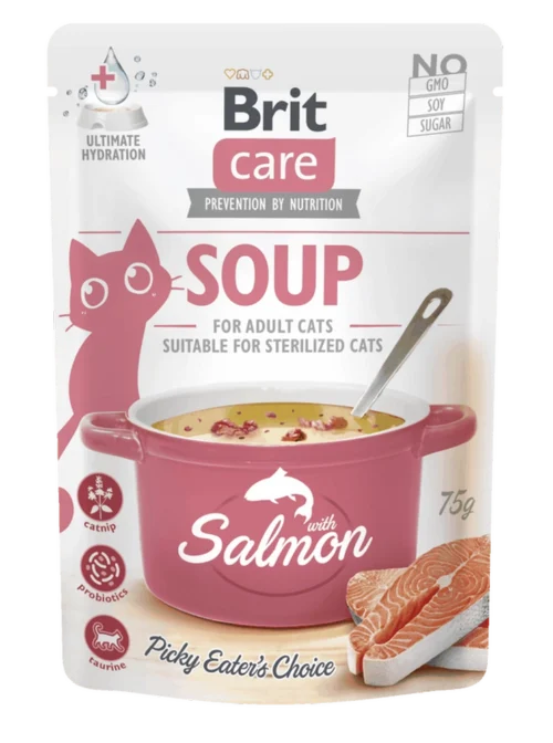 Brit Care Soup with Salmon for Cats 15x75g Pouches