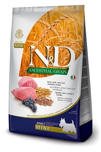 Farmina N&D Ancestral - Lamb & Blueberry - Mini Adult Dry Dog Food 2.5KG