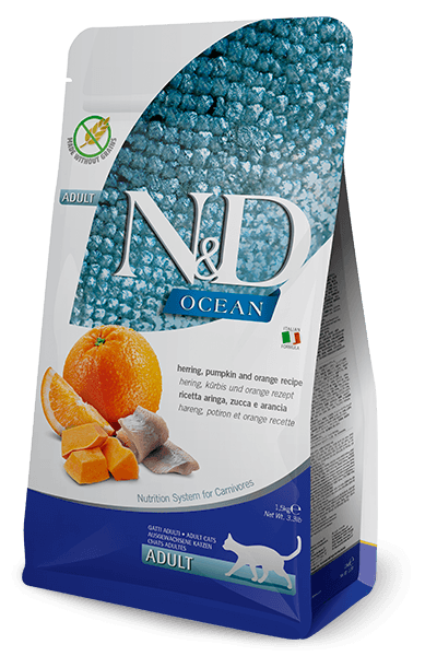 Farmina N&D Ocean Herring, Pumpkin & Orange Adult Cat Dry Food 1.5kg | 5kg