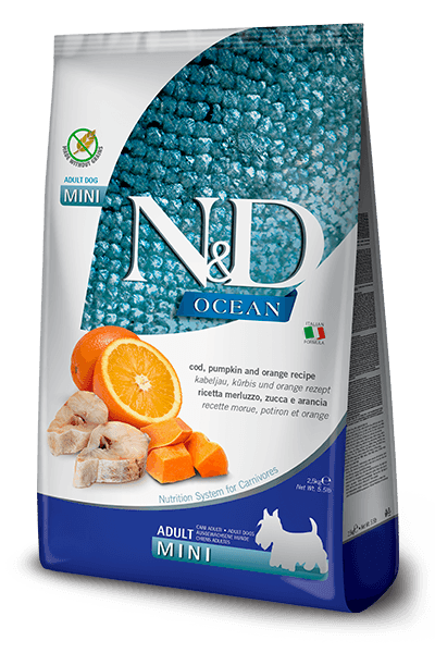 Farmina N&D Ocean - Cod, Pumpkin & Orange - Mini Adult Dry Dog Food 2.5KG | 7KG