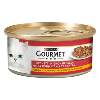 PURINA GOURMET Chicken & Turkey Chunks in Jelly - Adult Wet Cat Food 24x195g Tins