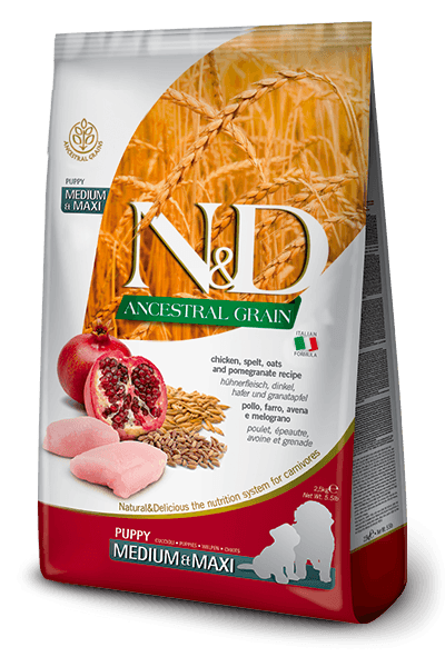 Farmina N&D Ancestral - Chicken & Pomegranate - Medium & Maxi PUPPY Dry Dog Food 2.5KG | 12KG