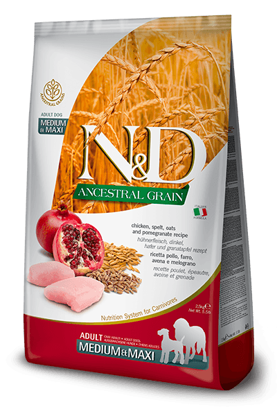 Farmina N&D Ancestral - Chicken & Pomegranate - Medium & Maxi Adult Dry Dog Food 2.5KG | 12KG