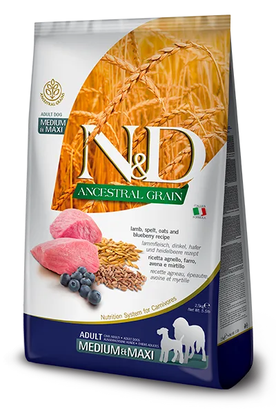 Farmina N&D Ancestral - Lamb & Blueberry - Medium & Maxi Adult Dry Dog Food 2.5KG | 12KG