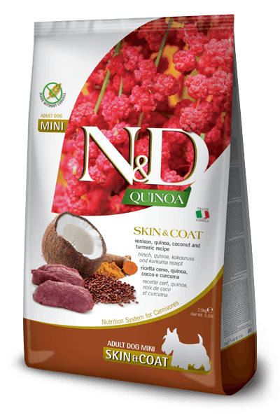 Farmina N&D Quinoa Skin & Coat Venison Mini Adult Dry Dog Food 2.5KG