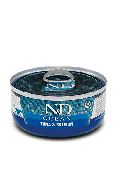 Farmina N&D Ocean Tuna & Salmon Adult Cat Wet Food 24x70g Tins