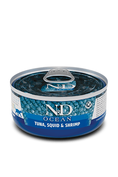 Farmina N&D Ocean Tuna, Squid & Shrimp Adult Cat Wet Food 24x70g Tins