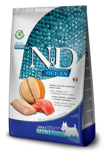 Farmina N&D Ocean - Salmon, Cod & Cantalupe Melon - Mini Adult Dry Dog Food 2.5KG | 7KG