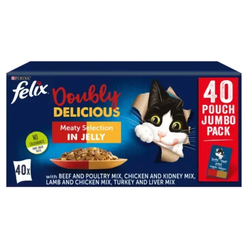 PURINA FELIX Doubly Delicious Meaty Selection Adult Wet Cat Food 40x85g Pouches