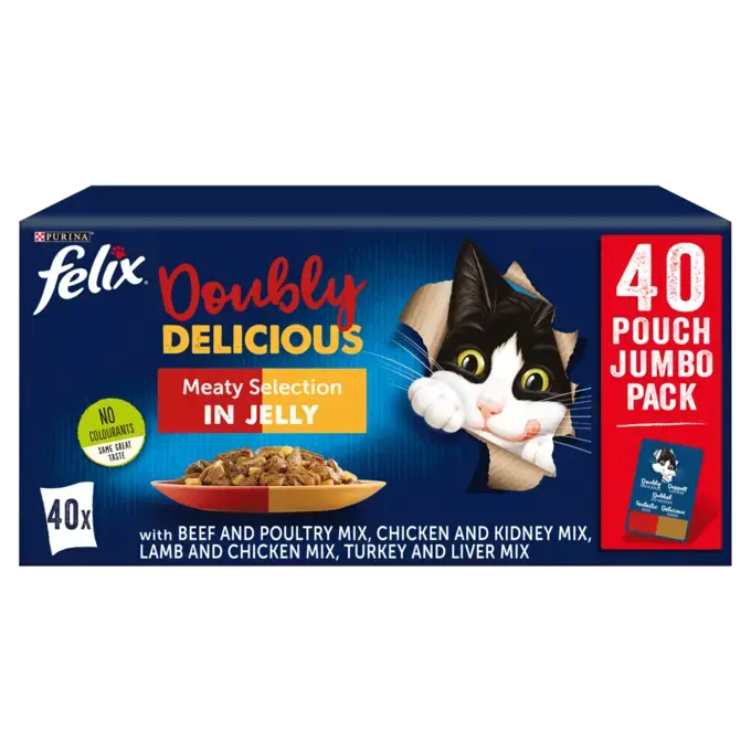 PURINA FELIX Doubly Delicious Meaty Selection Adult Wet Cat Food 40x85g Pouches