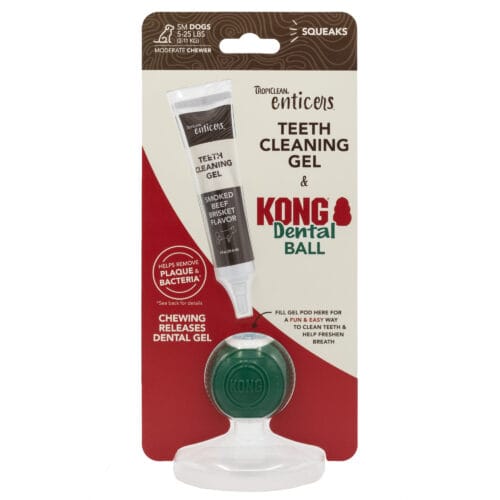 KONG Dental Ball Kit with TropiClean Enticers Teeth Cleaning Gel