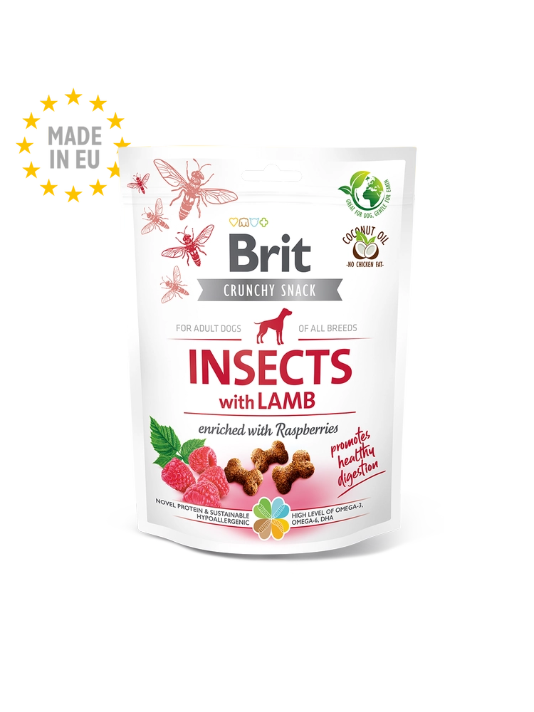 Brit Care Crunchy Cracker. Insects with Lamb enriched with Raspberries 200g